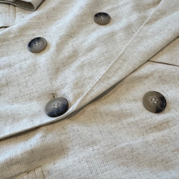 JustFab Linen-Blend Double-Breasted Blazer Beige Women's – Size XL - Picture 9 of 9